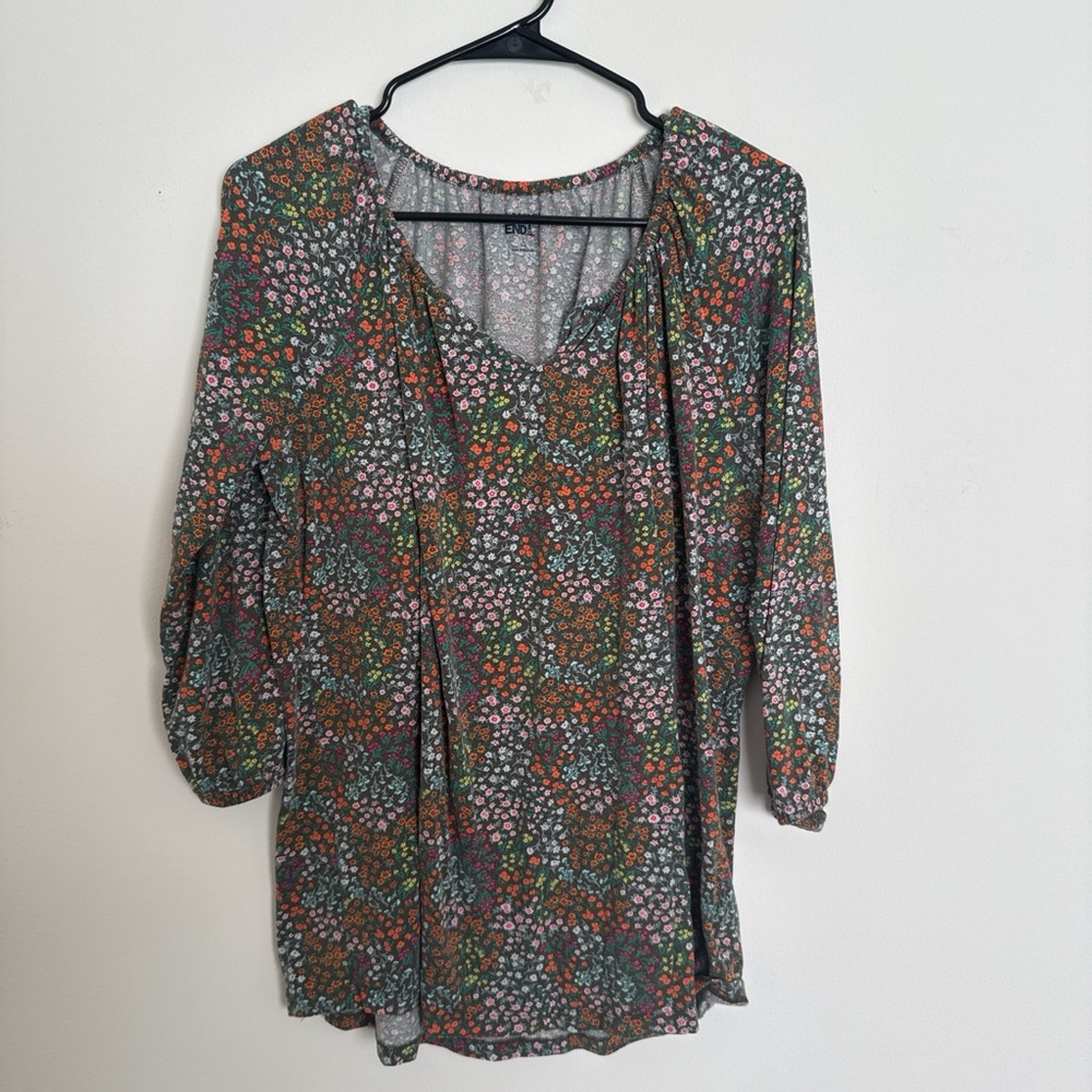 Lands' End Floral Print Blouse - Multicolor